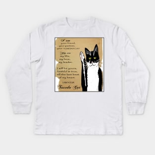 Cute Tuxedo Cat Poem Vintage  Copyright TeAnne Kids Long Sleeve T-Shirt